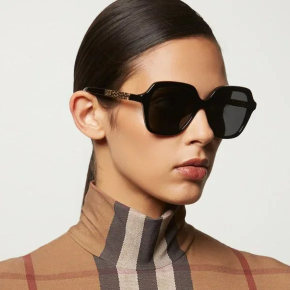 Burberry BE4389 Joni 300187  Sunglasses Black Dark Grey Square Women BURBERRY BE4389F 300187 Joni Black Dark Grey 55 mm Women main image 3